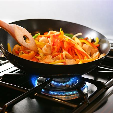 Cooking with natural gas on stove top