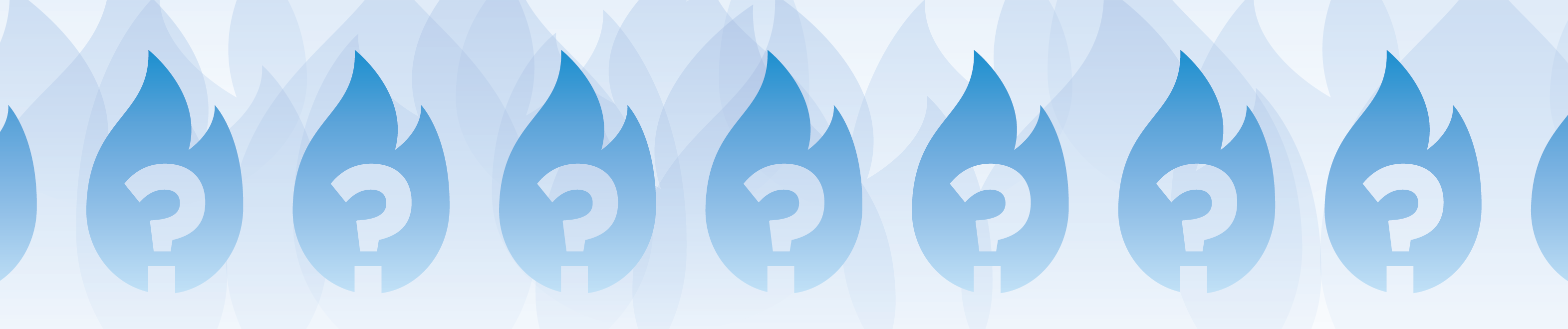 Blue natural gas flames with question marks